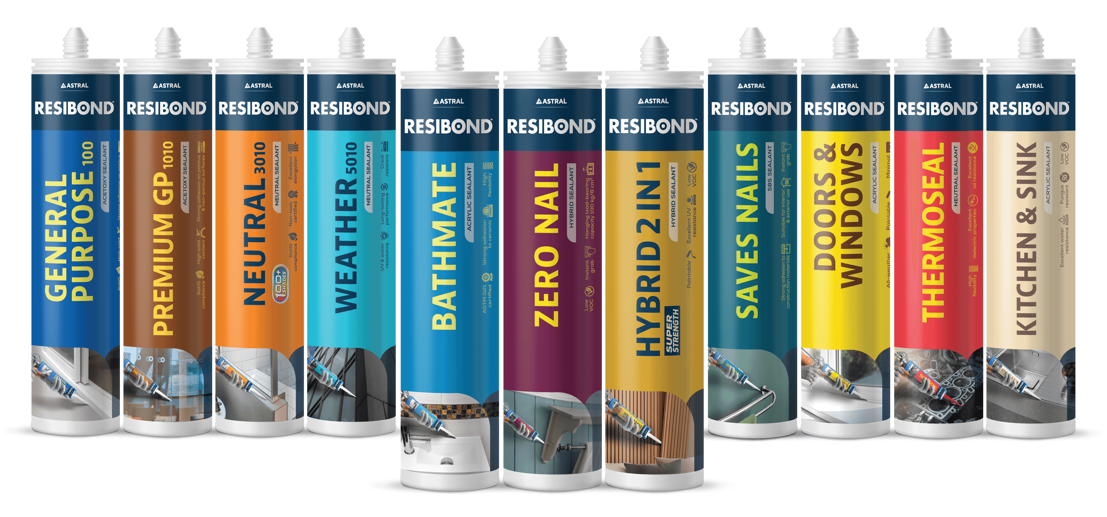 Resibond sealants and adhesives product range without applicator nozzles